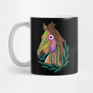 Day of the Dead Light Brown Sugar Skull Horse Mug